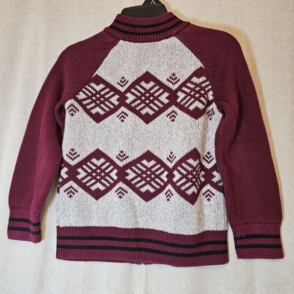 Tea Collection Full Zip High Collar Sweater Boy's Size 6/7 in Maroon and Gray - Picture 6 of 12